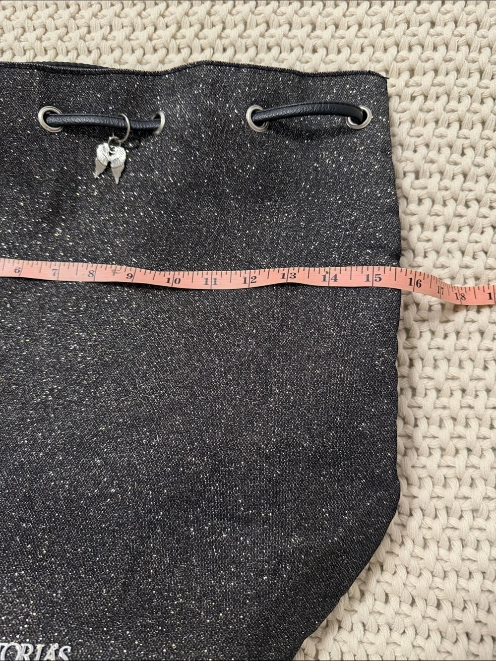 Victoria's Secret Black Sparkling Drawstring Backpack